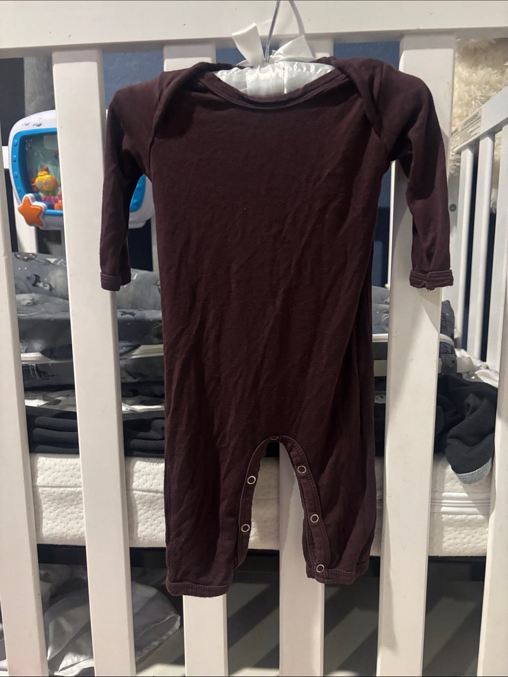 kate quinn Long-Sleeve Footed One-Piece in Dark Brown